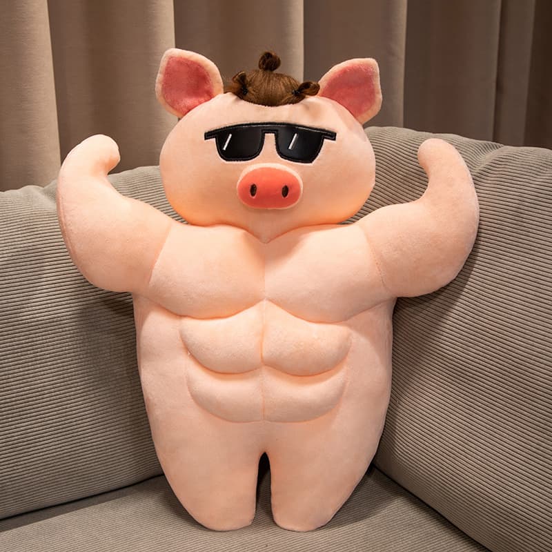 抱き枕 筋肉豚さんサングラス付き癒し系大きい抱き枕