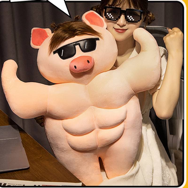 抱き枕 筋肉豚さんサングラス付き癒し系大きい抱き枕