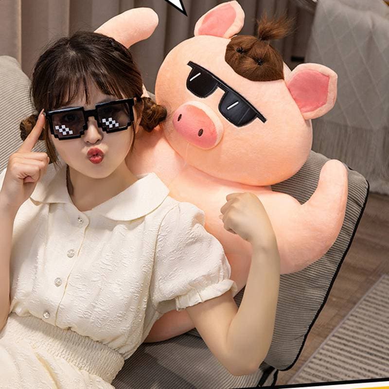 抱き枕 筋肉豚さんサングラス付き癒し系大きい抱き枕